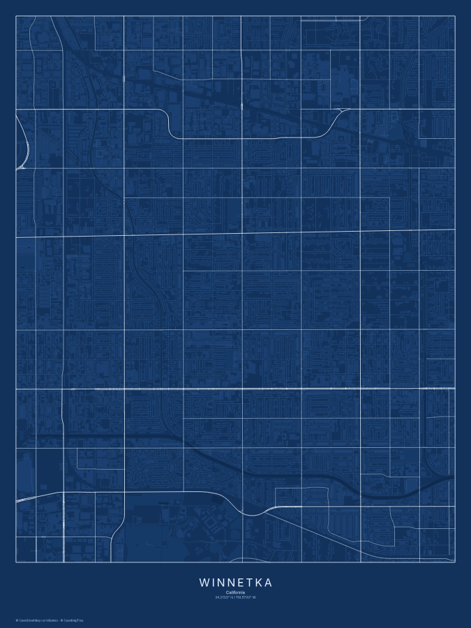 Winnetka map poster, blueprint style