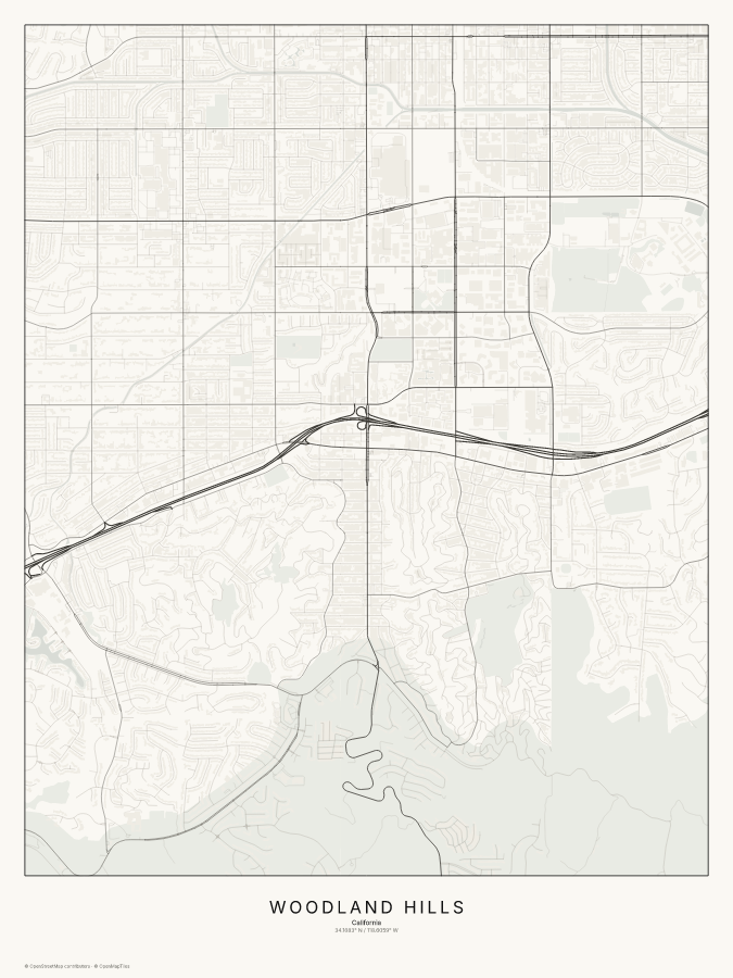 Woodland Hills map poster, classic style