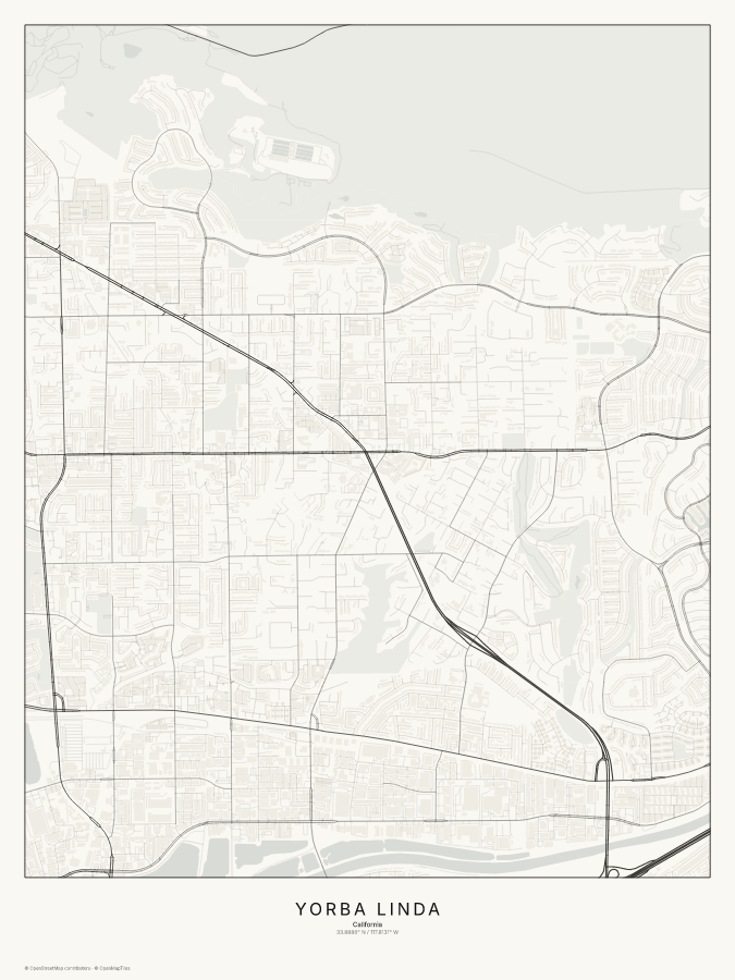 Yorba Linda map poster, classic style