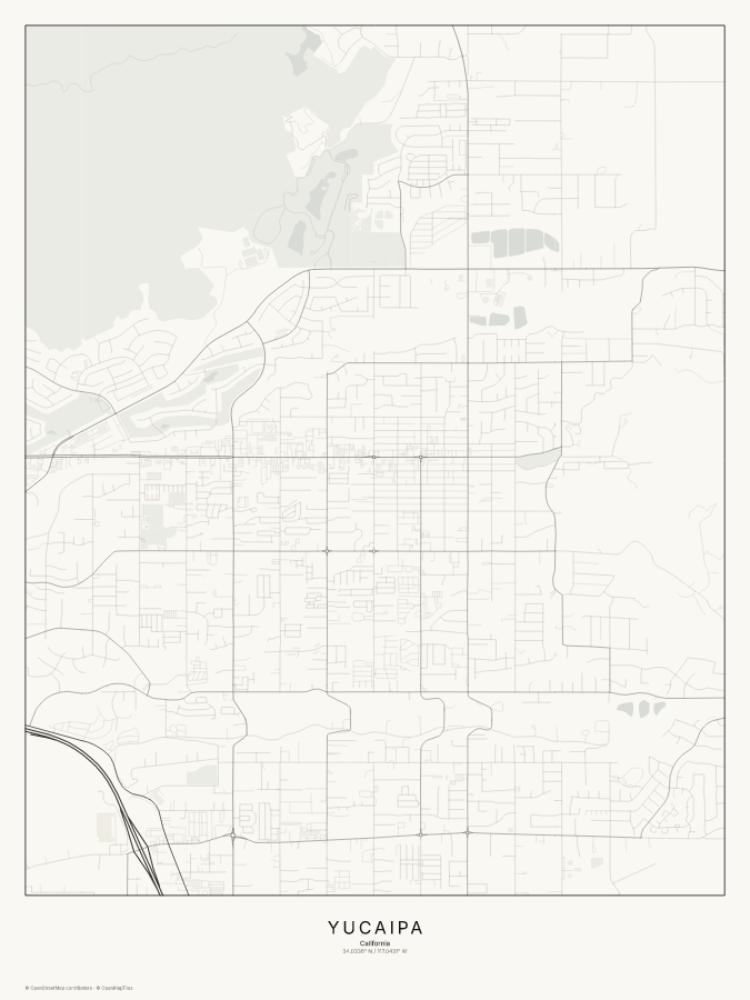 Yucaipa map poster, classic style