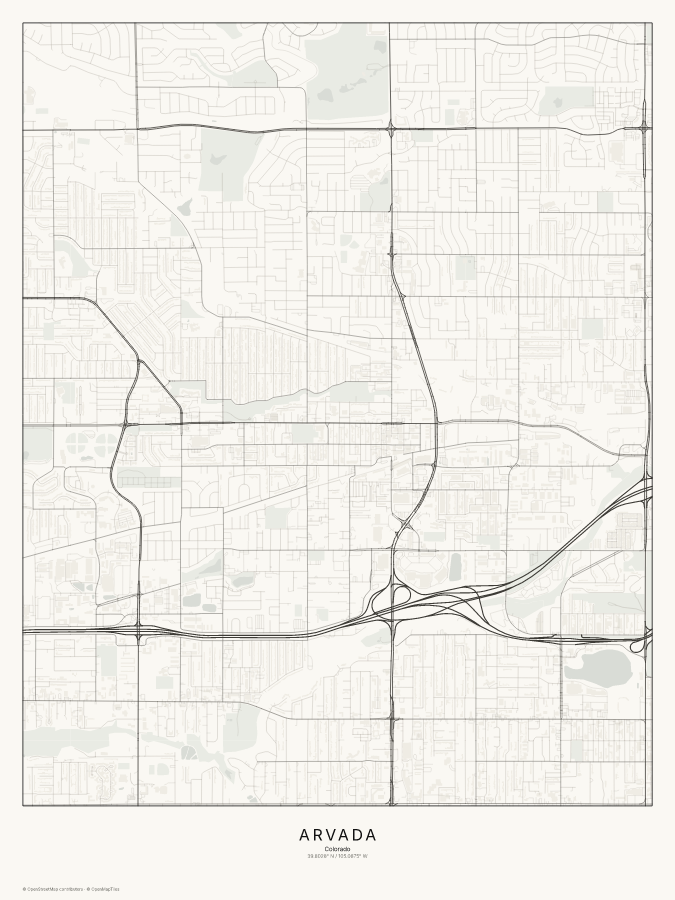 Arvada map poster, classic style
