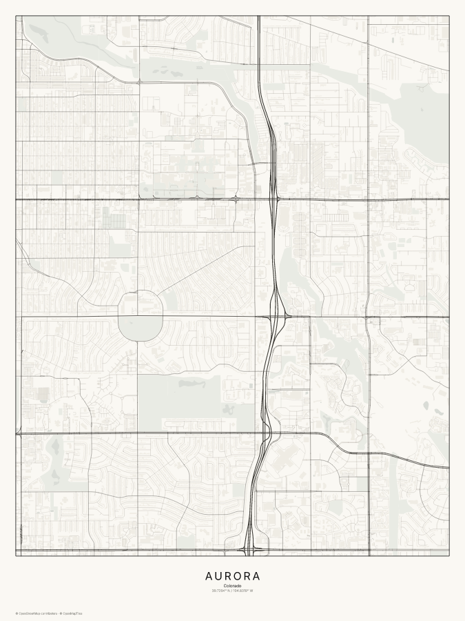 Aurora map poster, classic style