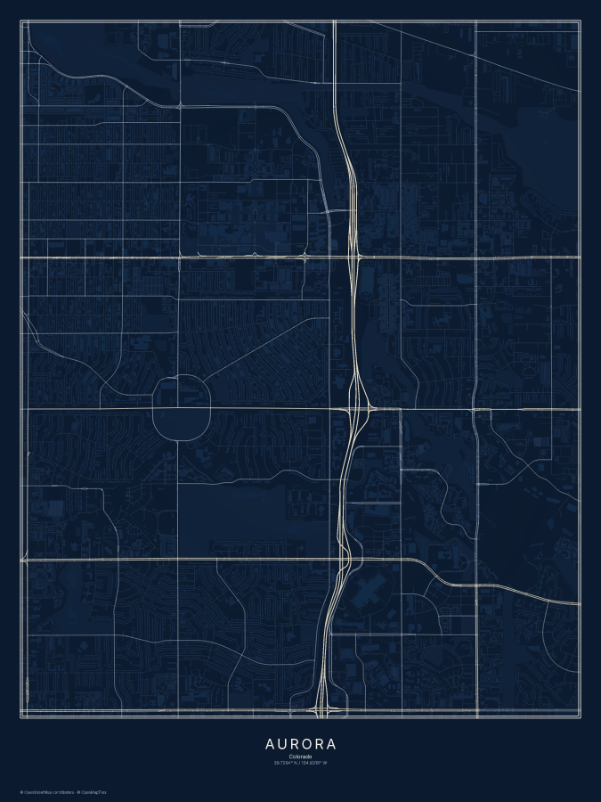 Aurora map poster, midnight style