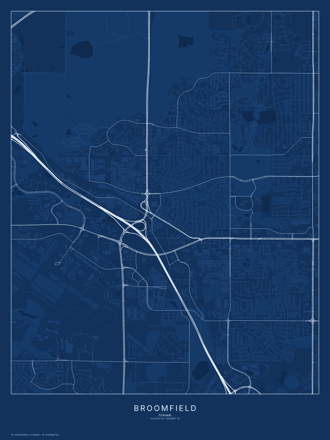 Broomfield map poster, blueprint style