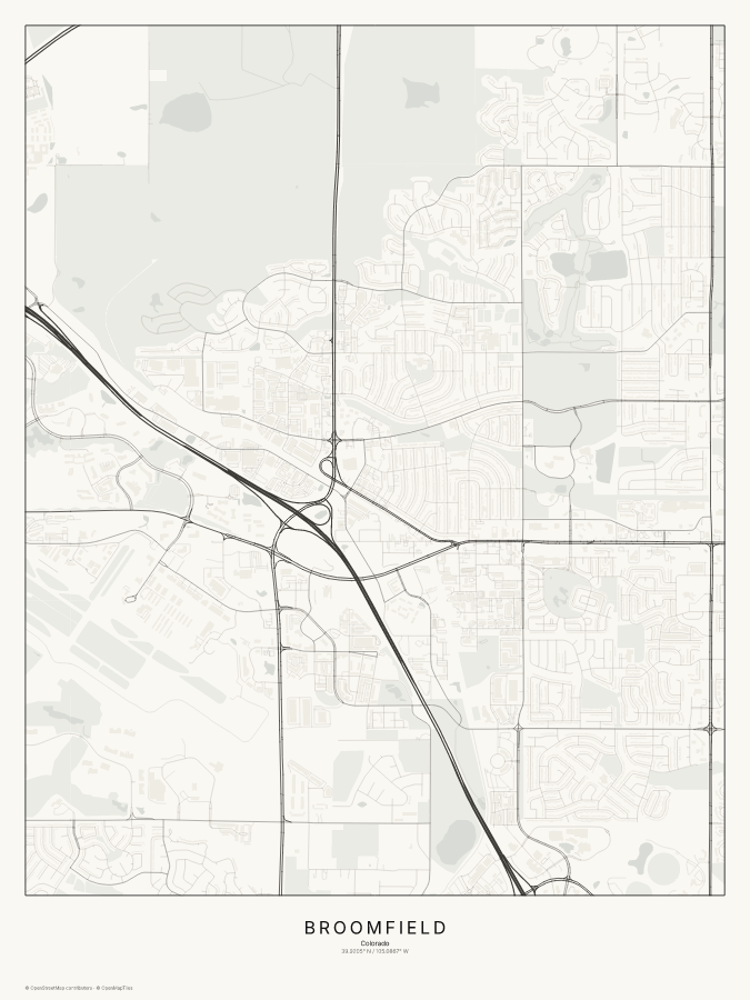 Broomfield map poster, classic style