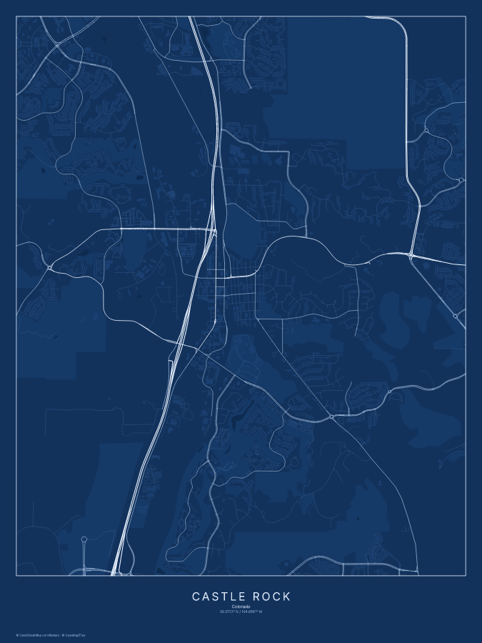 Castle Rock map poster, blueprint style