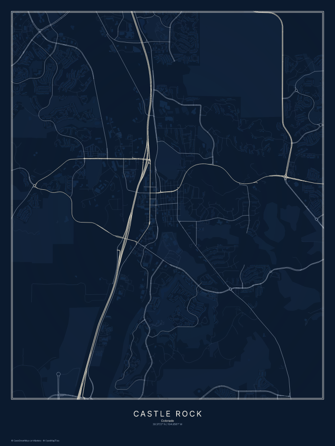 Castle Rock map poster, midnight style