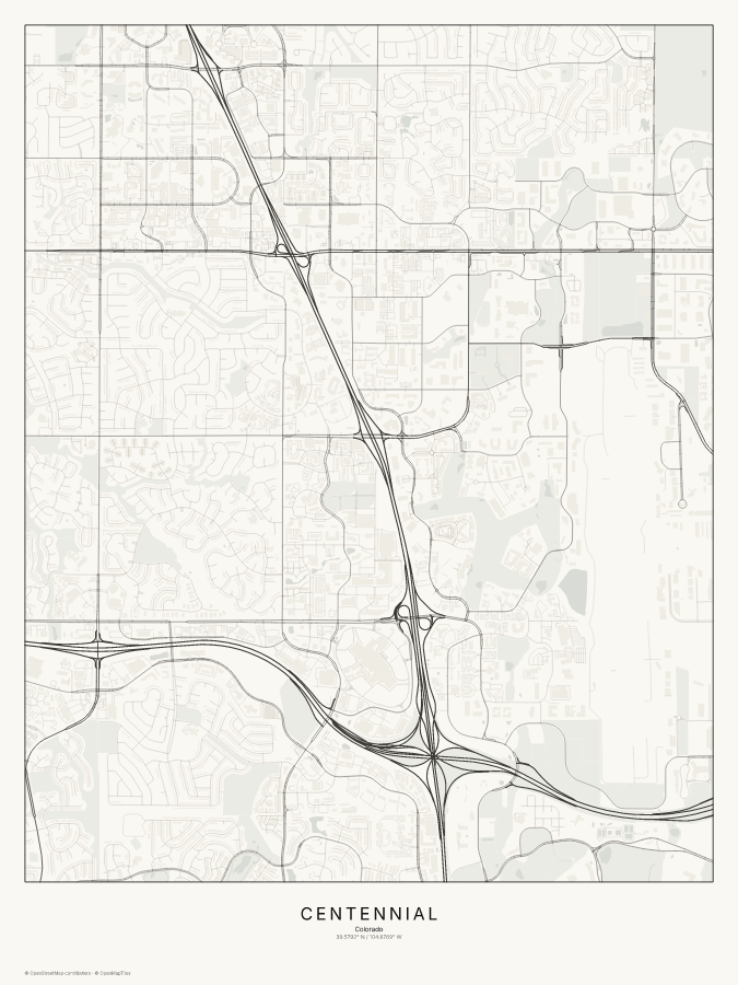 Centennial map poster, classic style