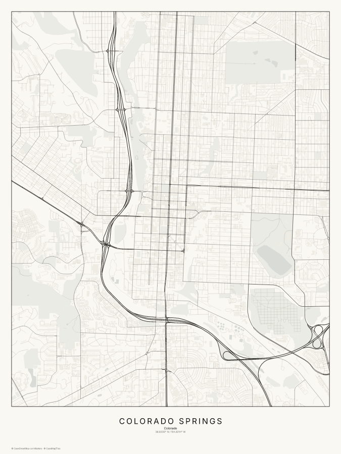 Colorado Springs map poster, classic style