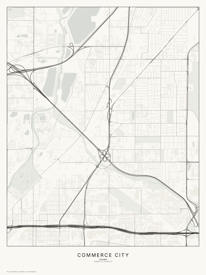 Commerce City map poster, classic style
