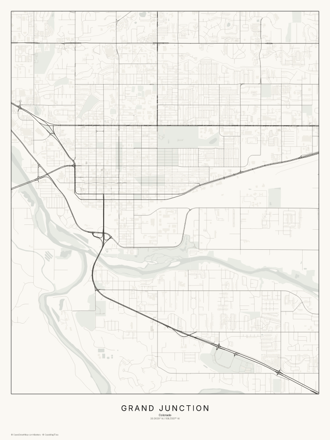 Grand Junction map poster, classic style