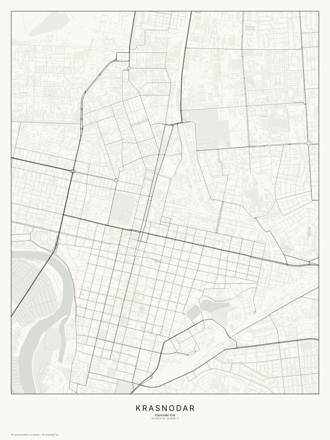 Krasnodar map poster, classic style