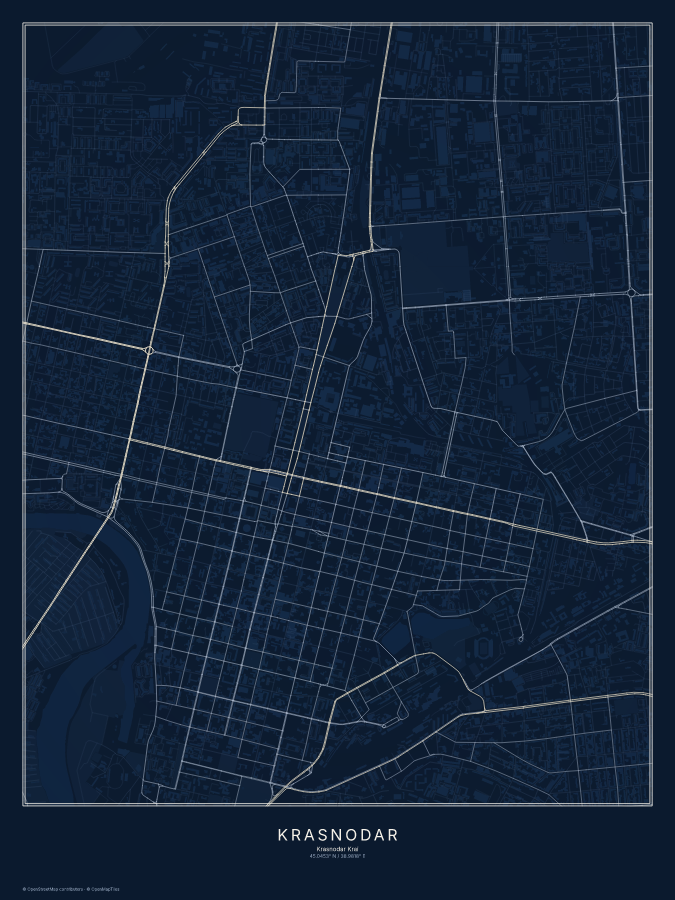 Krasnodar map poster, midnight style