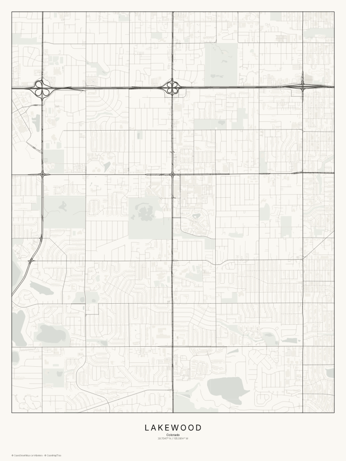Lakewood map poster, classic style