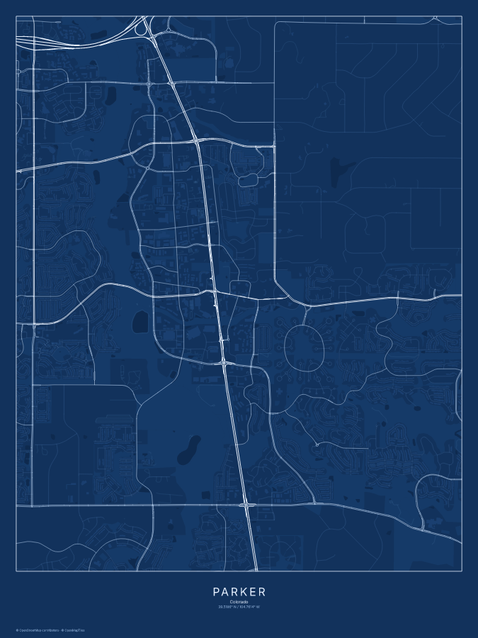 Parker map poster, blueprint style