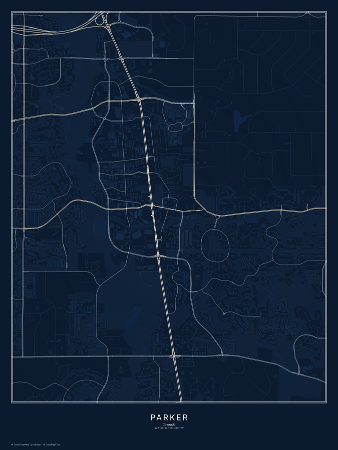 Parker map poster, midnight style