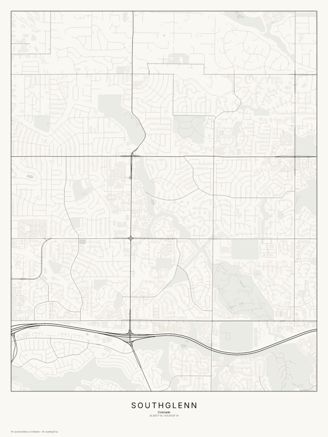 Southglenn map poster, classic style