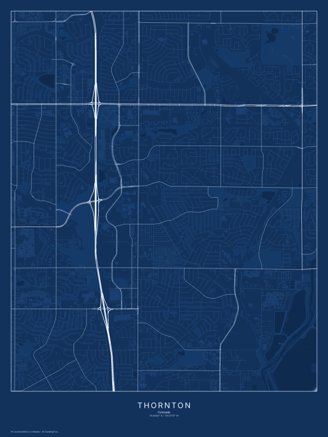 Thornton map poster, blueprint style
