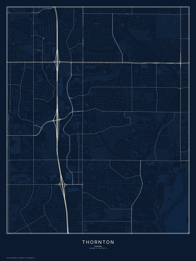 Thornton map poster, midnight style