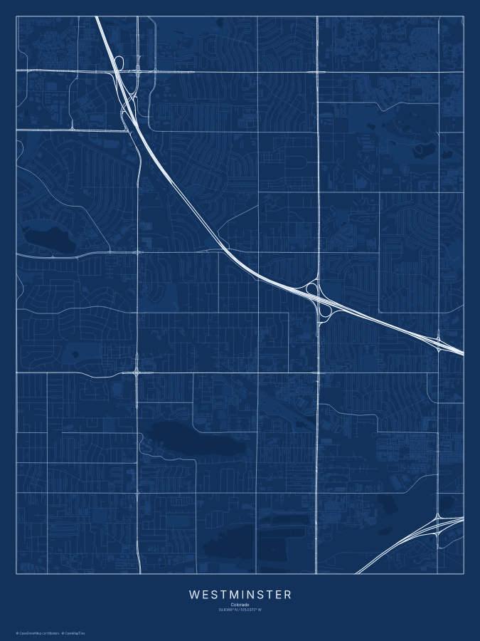 Westminster map poster, blueprint style