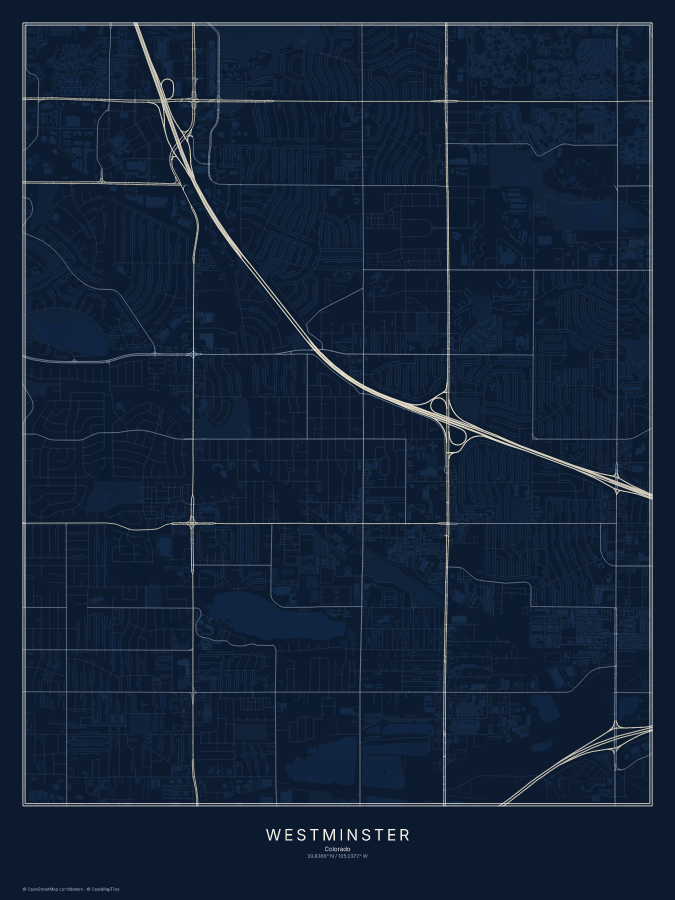 Westminster map poster, midnight style