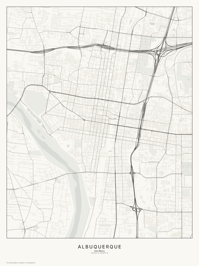 Albuquerque map poster, classic style