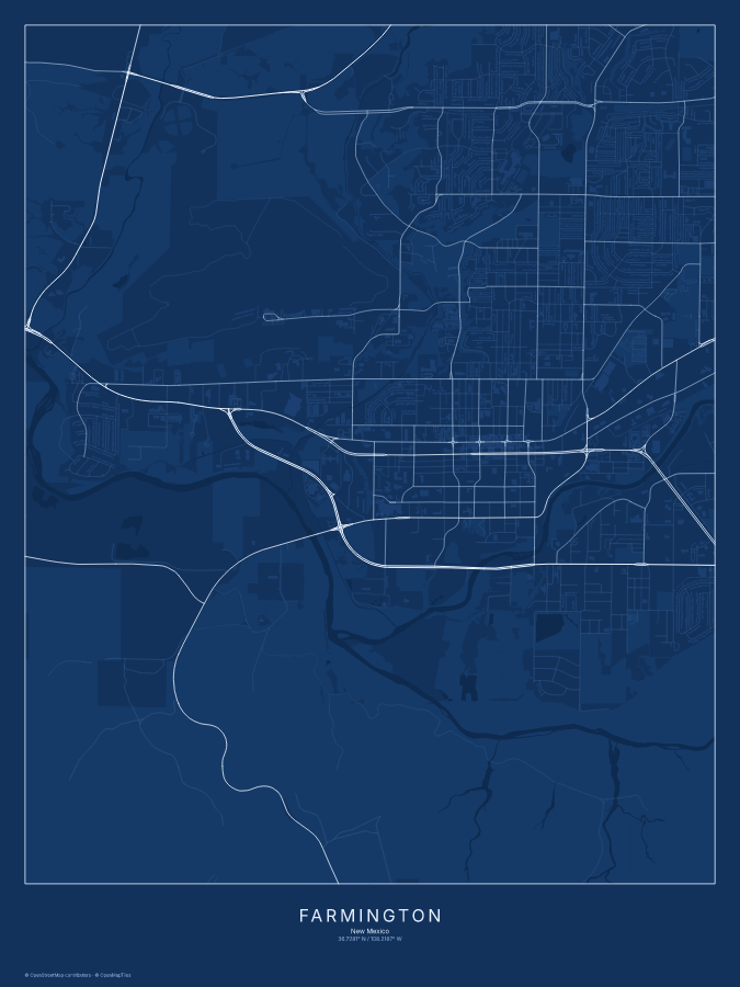 Farmington map poster, blueprint style
