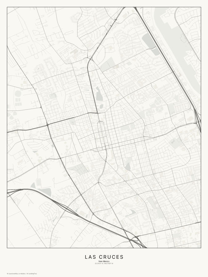 Las Cruces map poster, classic style