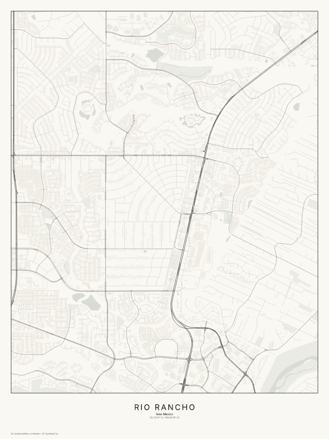Rio Rancho map poster, classic style