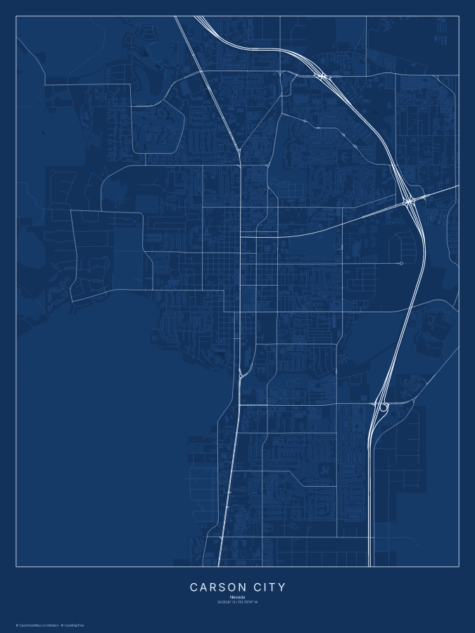 Carson City map poster, blueprint style
