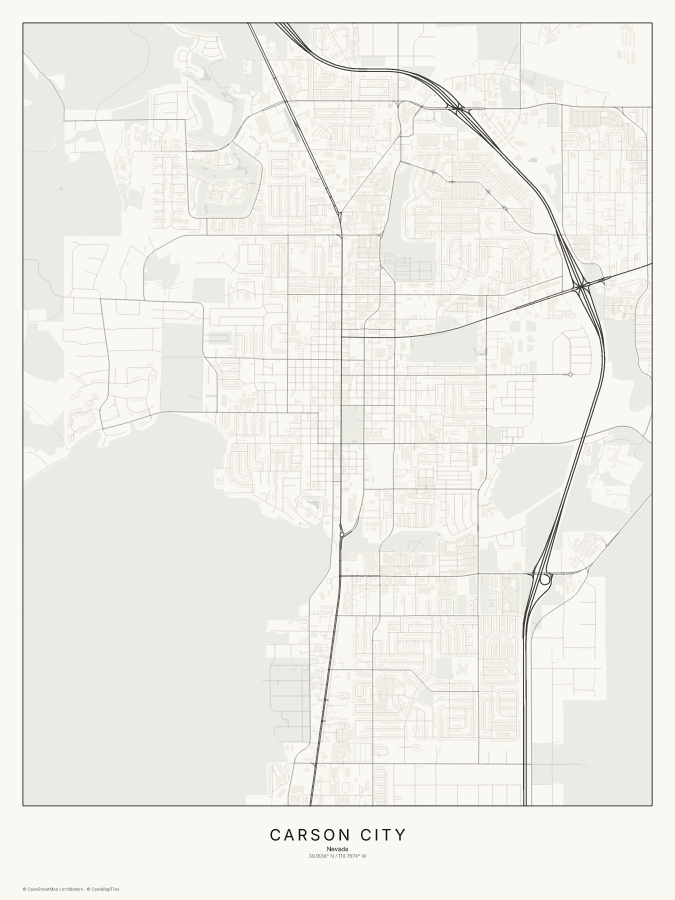 Carson City map poster, classic style