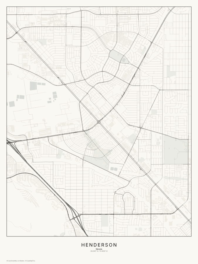 Henderson map poster, classic style
