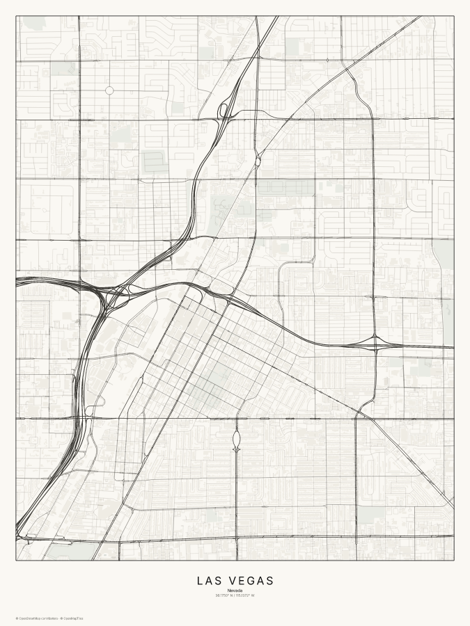 Las Vegas map poster, classic style