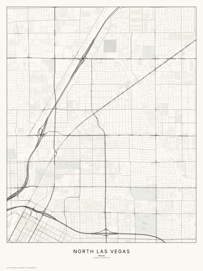 North Las Vegas map poster, classic style