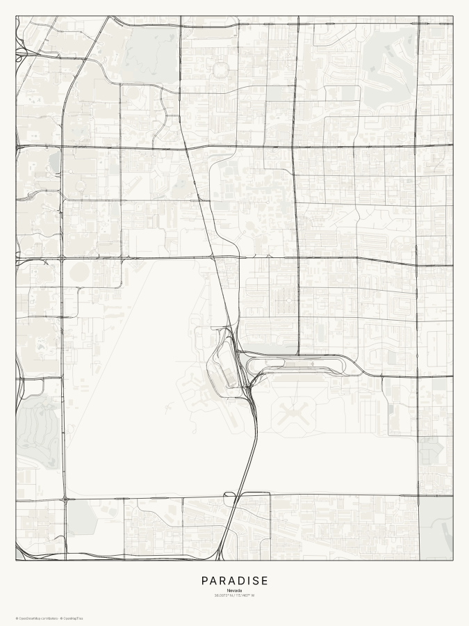 Paradise map poster, classic style