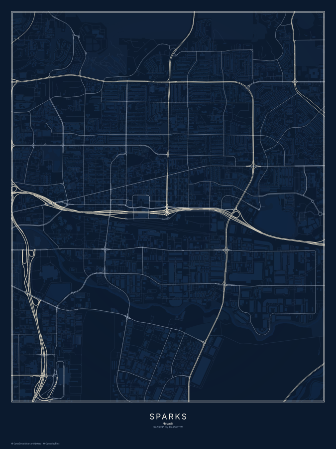 Sparks map poster, midnight style