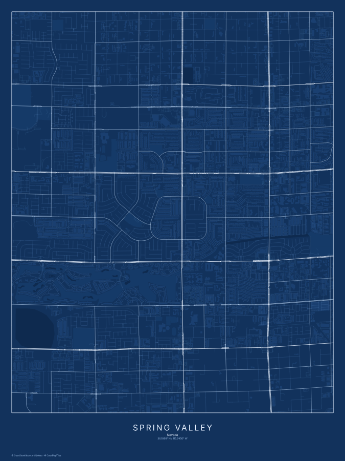 Spring Valley map poster, blueprint style