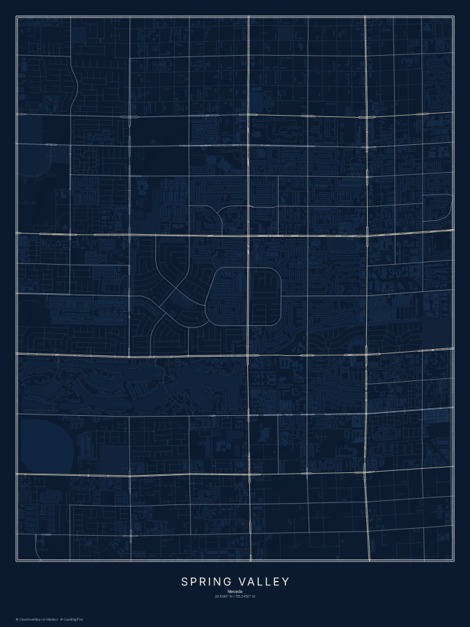 Spring Valley map poster, midnight style