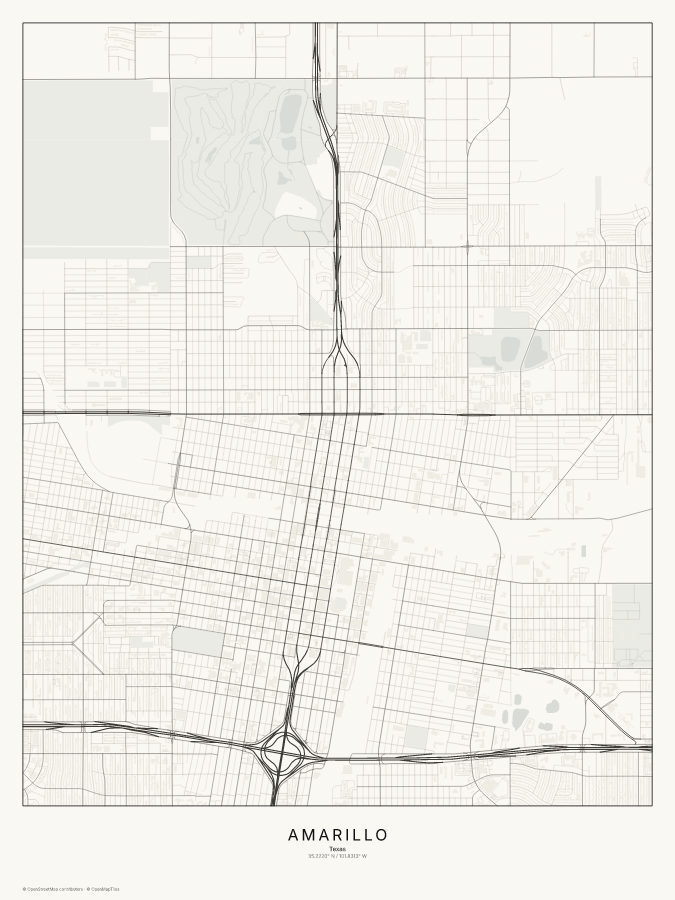Amarillo map poster, classic style