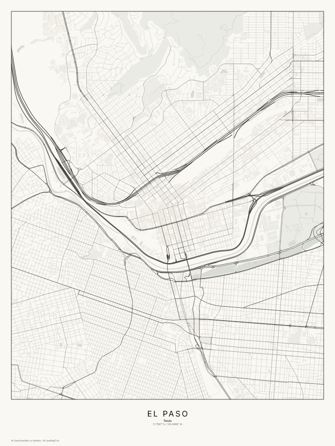 El Paso map poster, classic style