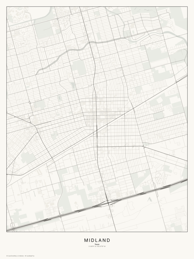 Midland map poster, classic style