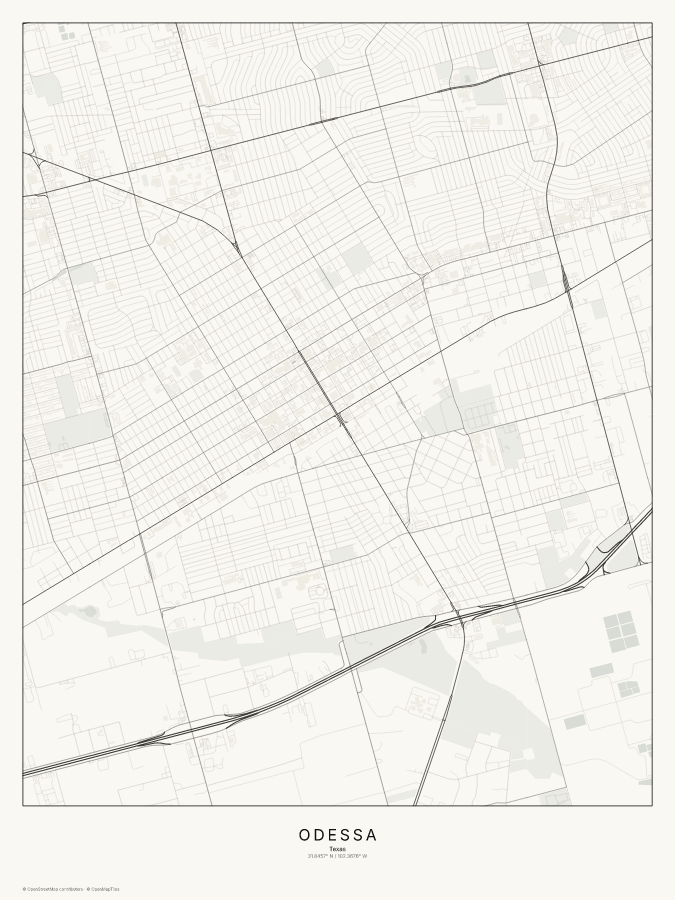 Odessa map poster, classic style