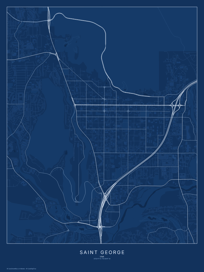 Saint George map poster, blueprint style