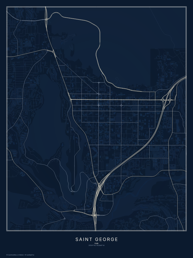 Saint George map poster, midnight style