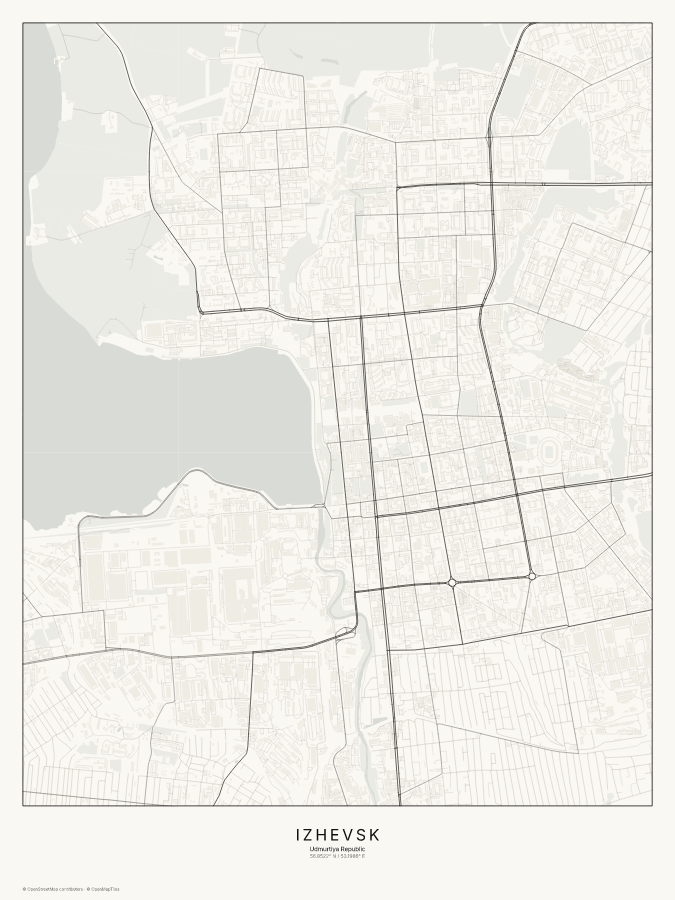 Izhevsk map poster, classic style