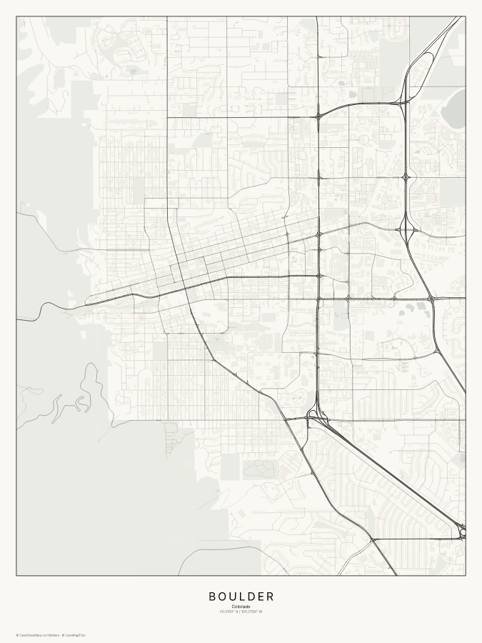 Boulder map poster, classic style