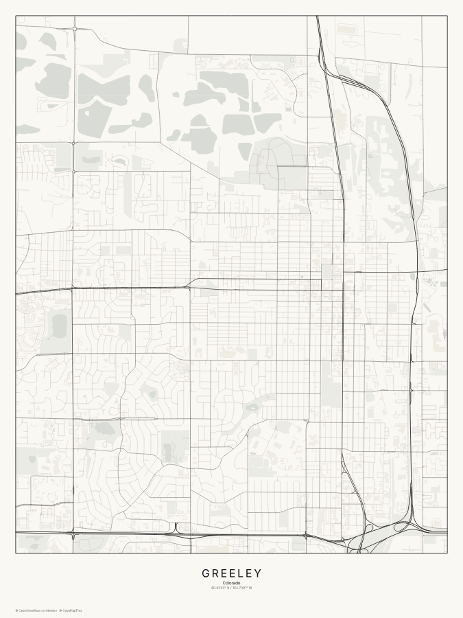 Greeley map poster, classic style