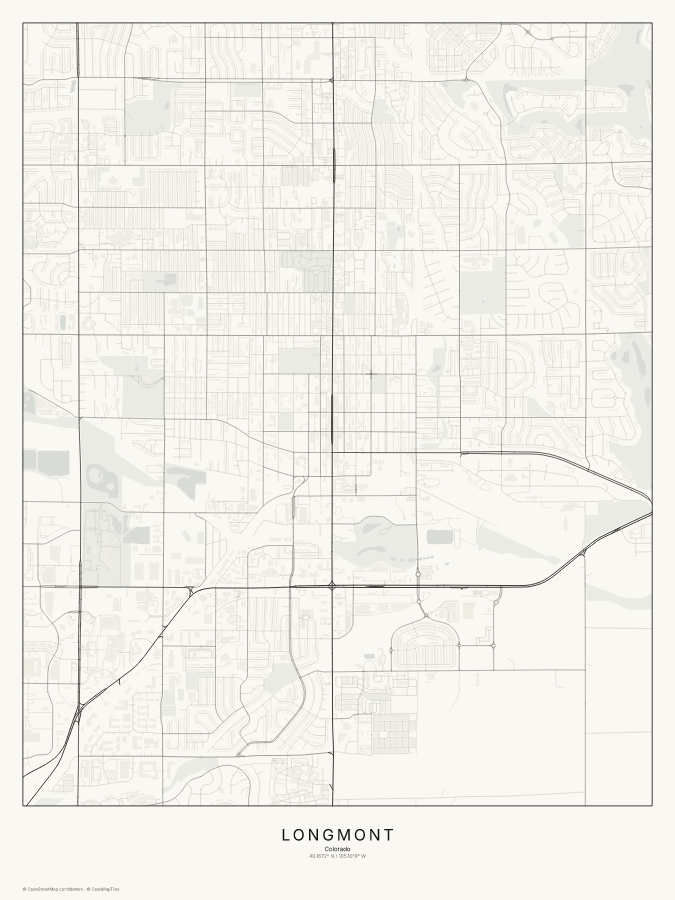 Longmont map poster, classic style