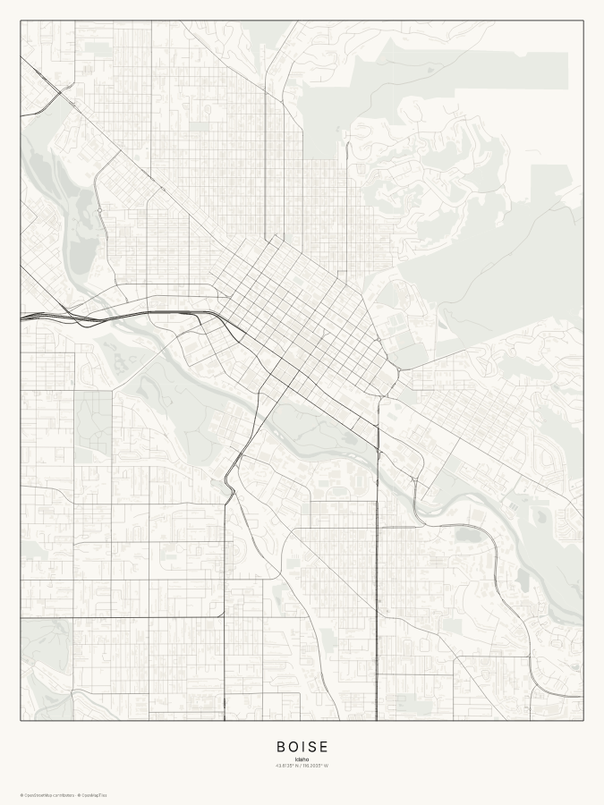 Boise map poster, classic style