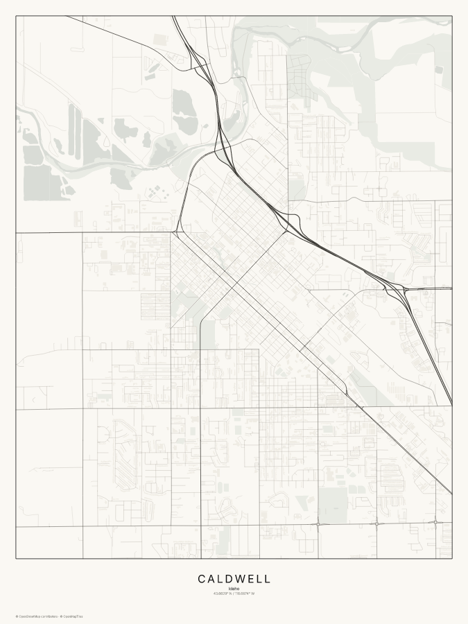 Caldwell map poster, classic style